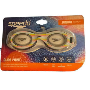 Speedo Swimming JR. Glide Print Black Stripe Goggles Ages Junior 6-14‎ NEW